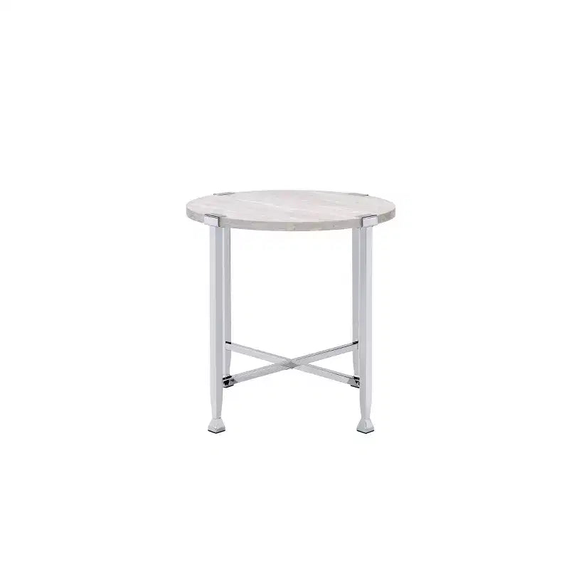 Table d'appoint Brecon Acme Furniture Chêne blanc/Finition chromée
