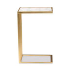 Table d'appoint en C Parkin Metal avec plateau en marbre doré - Baxton Studio