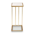 Table d'appoint en C Parkin Metal avec plateau en marbre doré - Baxton Studio