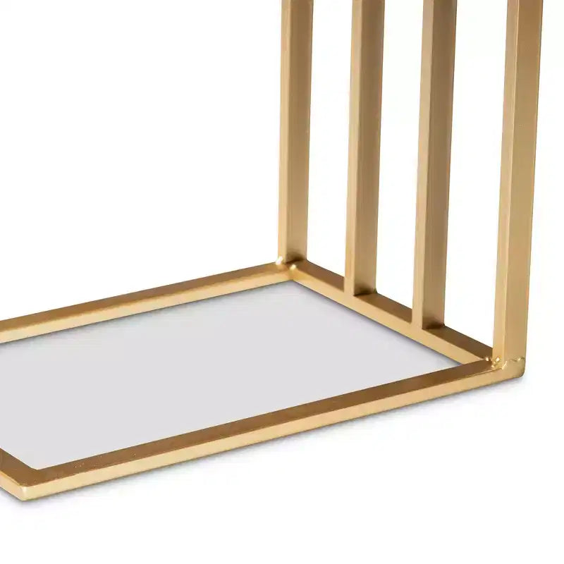Table d'appoint en C Parkin Metal avec plateau en marbre doré - Baxton Studio