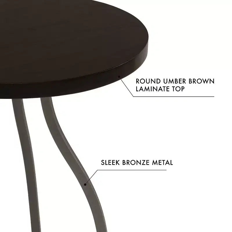 Table d'appoint HomePop Lindsay à piètement métallique, couleur Terre d'ombre naturelle