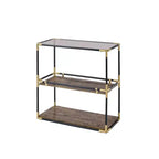 Acme Furniture Heleris Console Table Smoky Glass Top/Black/Gold Finish