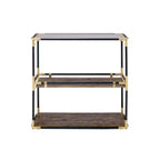 Table console Heleris Acme Furniture plateau en verre fumé/noir/finition dorée