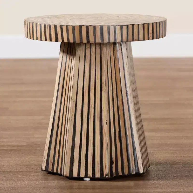 Table d'appoint en bambou bicolore Devika de Baxton Studio, marron foncé/marron naturel