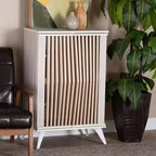 Baxton Studio Simona Armoire de rangement 2 portes en bois : Design Mid-Century, 4 étagères, Pieds inclinés