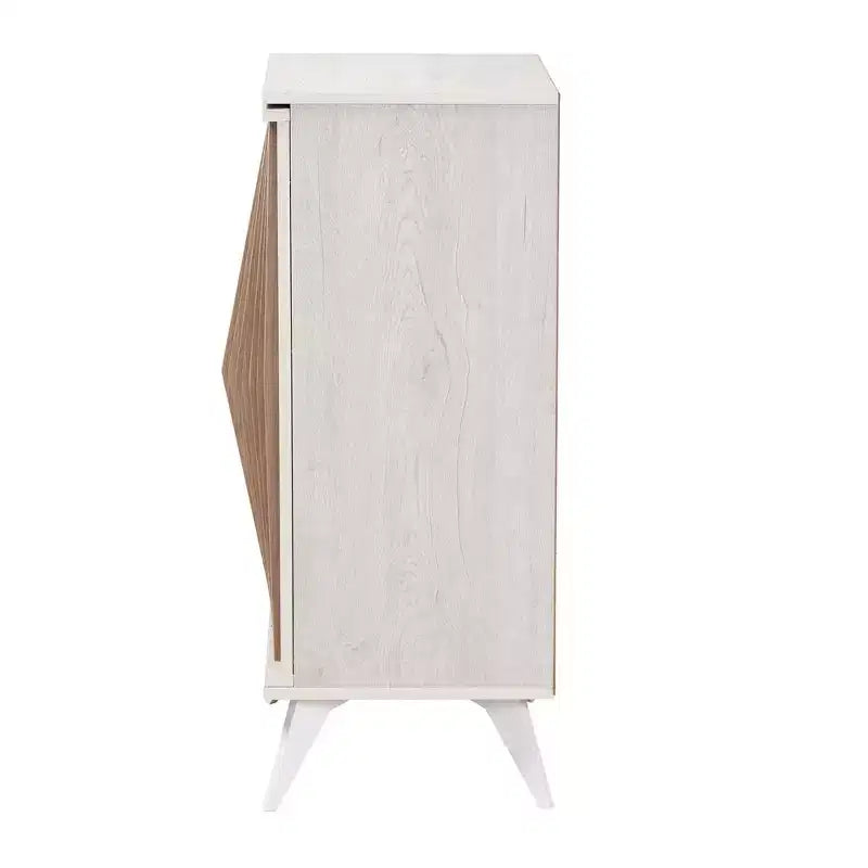 Baxton Studio Simona Armoire de rangement 2 portes en bois : Design Mid-Century, 4 étagères, Pieds inclinés