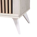 Baxton Studio Simona Armoire de rangement 2 portes en bois : Design Mid-Century, 4 étagères, Pieds inclinés