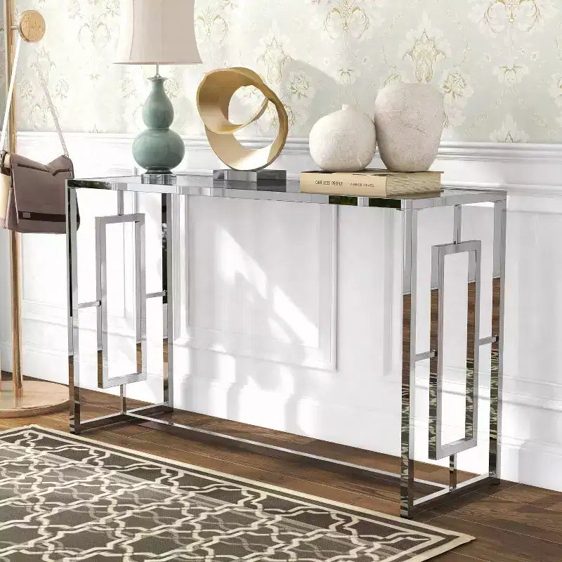Table basse rectangulaire Marcha Glam Chrome - HOMES: Inside + Out : Entrée, Dessus en verre trempé
