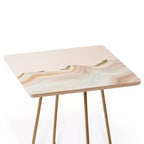Marta Barragan Camarasa Marbling Mountains Side Table Gold - Deny Designs: Steel Frame, Wood Composite Top, Flared Legs