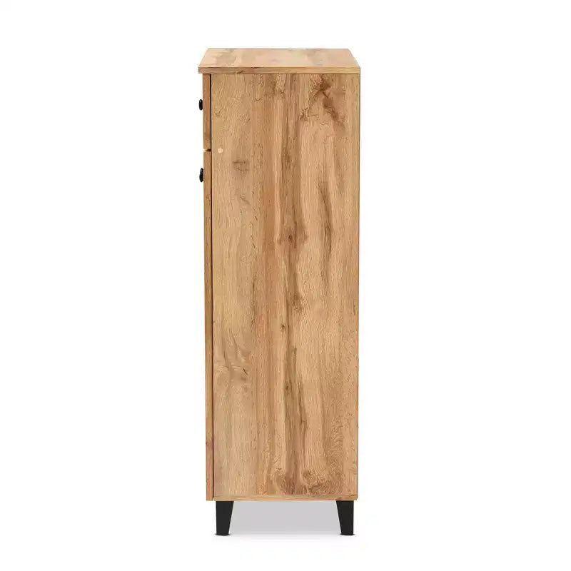 Meuble de Rangement à Chaussures Glidden Wood 1 Tiroir Chêne Marron - Baxton Studio : Organiseur d'Entrée avec 5 Étagères