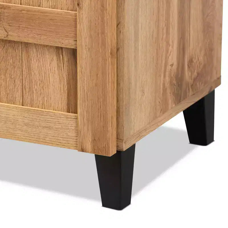 Meuble de Rangement à Chaussures Glidden Wood 1 Tiroir Chêne Marron - Baxton Studio : Organiseur d'Entrée avec 5 Étagères
