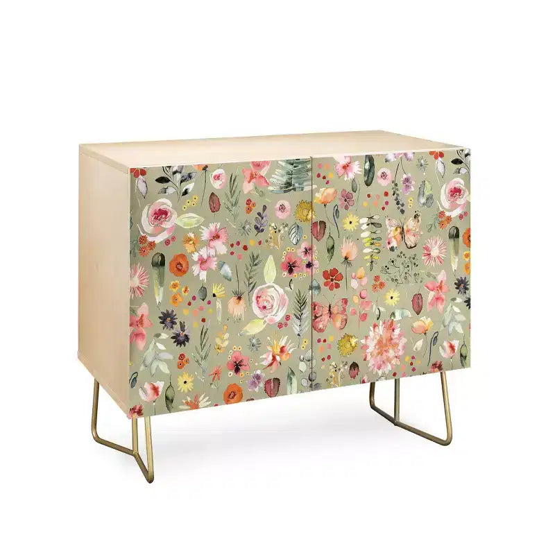 Ninola Design Enfilade Plantes Colorées Campagne Vert/Doré - Deny Designs