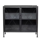 Olivia & May Armoire industrielle en métal noire : Aucun assemblage, cadre en fer, motifs ajourés, inclut la quincaillerie anti-basculement