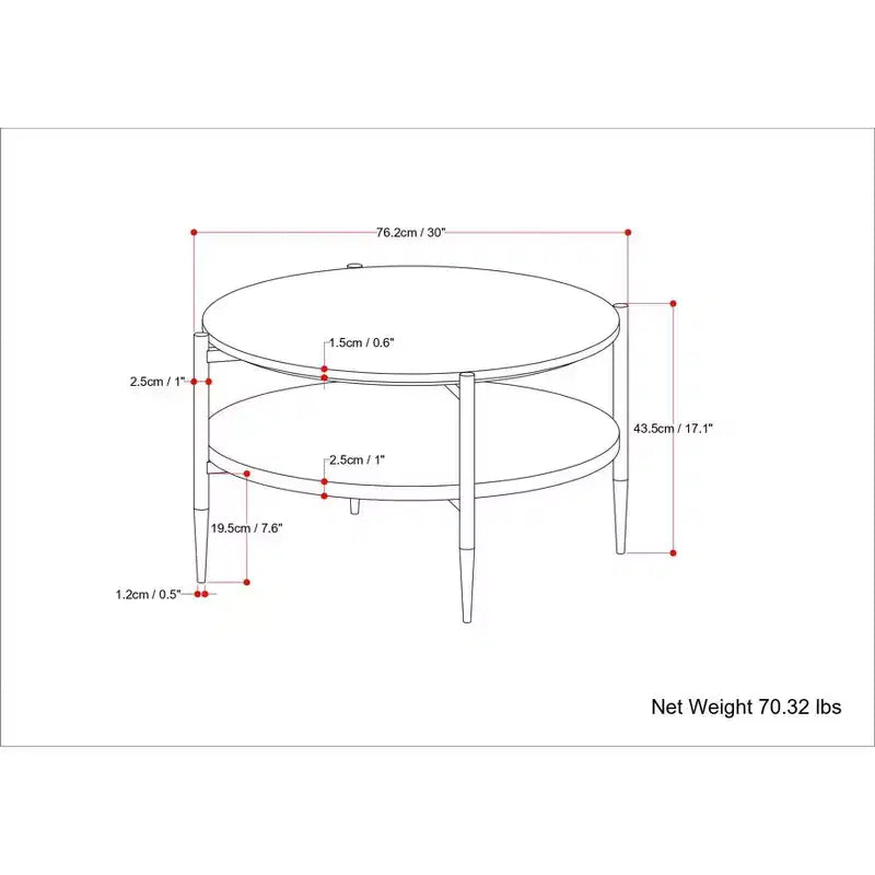Table basse Fleetwood blanche - WyndenHall : style Mid-Century Modern, étagère en acacia, cadre en laiton antique