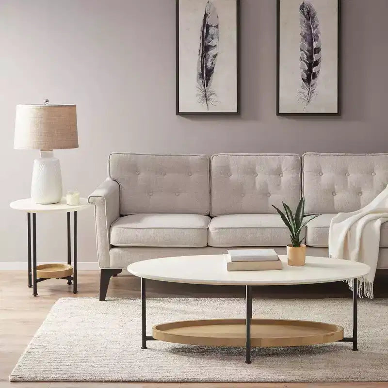 Table basse Blandford blanc/naturel - Madison Park