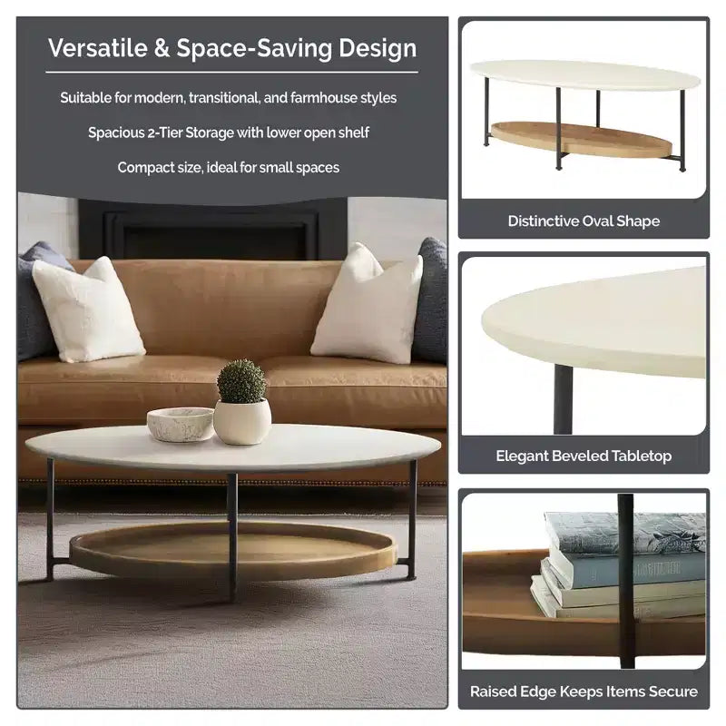 Table basse Blandford blanc/naturel - Madison Park