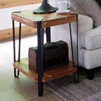 Alaterre Furniture 28 Ryegate Table d'appoint en bois massif à bord brut brun naturel et en métal