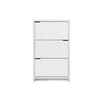 Meuble à chaussures moderne à 3 tiroirs Simms Blanc - Baxton Studio : Organiseur d'entrée, contient 18 paires