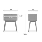 Table d'appoint Rory à deux tiroirs grise - Adore Decor : Moderne Mid-Century, bois MDF, pieds effilés