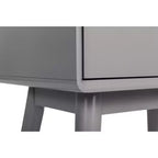 Table d'appoint Rory à deux tiroirs grise - Adore Decor : Moderne Mid-Century, bois MDF, pieds effilés