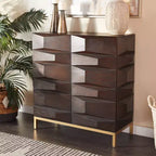 Meuble d'appoint contemporain en bois sculpté marron - Olivia & May : Design arqué, aucun assemblage requis
