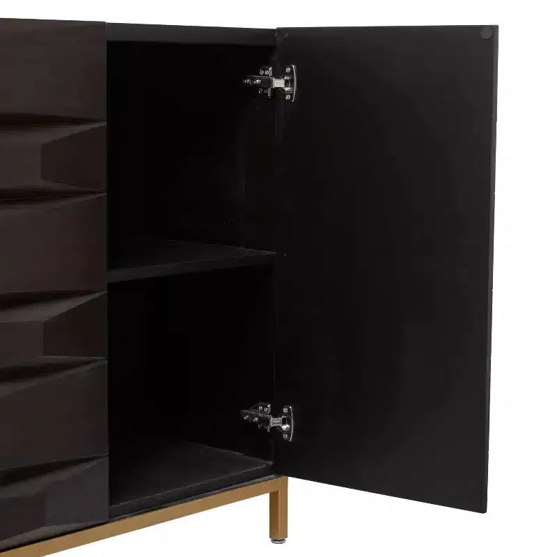 Meuble d'appoint contemporain en bois sculpté marron - Olivia & May : Design arqué, aucun assemblage requis