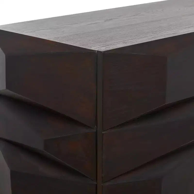 Meuble d'appoint contemporain en bois sculpté marron - Olivia & May : Design arqué, aucun assemblage requis