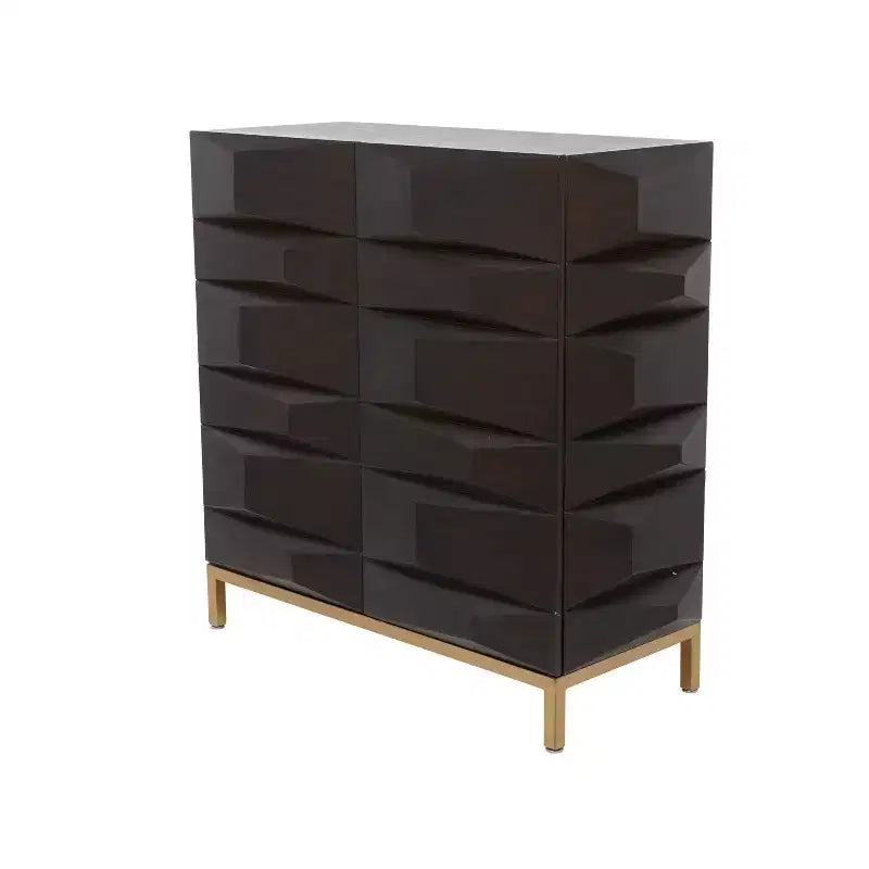 Meuble d'appoint contemporain en bois sculpté marron - Olivia & May : Design arqué, aucun assemblage requis