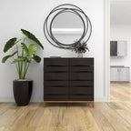 Meuble d'appoint contemporain en bois sculpté marron - Olivia & May : Design arqué, aucun assemblage requis