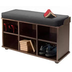 Banc d'entrée Townsend avec coussin et rangement Espresso - Winsome : Siège d'entrée, Organisateur de vestiaire