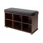 Banc d'entrée Townsend avec coussin et rangement Espresso - Winsome : Siège d'entrée, Organisateur de vestiaire