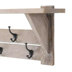 Banc et patère en manguier Castleton 40 po avec étagère Driftwood – Meubles Alaterre : Rangement pour entrée, 5 crochets en métal, sans traitement de surface