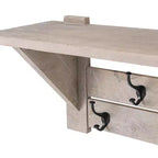 Banc et patère en manguier Castleton 40 po avec étagère Driftwood – Meubles Alaterre : Rangement pour entrée, 5 crochets en métal, sans traitement de surface