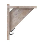 Banc et patère en manguier Castleton 40 po avec étagère Driftwood – Meubles Alaterre : Rangement pour entrée, 5 crochets en métal, sans traitement de surface