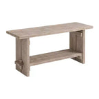 Banc et patère en manguier Castleton 40 po avec étagère Driftwood – Meubles Alaterre : Rangement pour entrée, 5 crochets en métal, sans traitement de surface