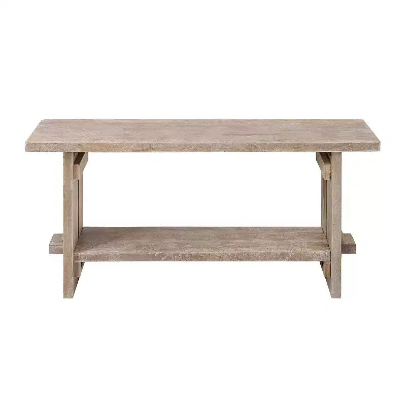 Banc et patère en manguier Castleton 40 po avec étagère Driftwood – Meubles Alaterre : Rangement pour entrée, 5 crochets en métal, sans traitement de surface