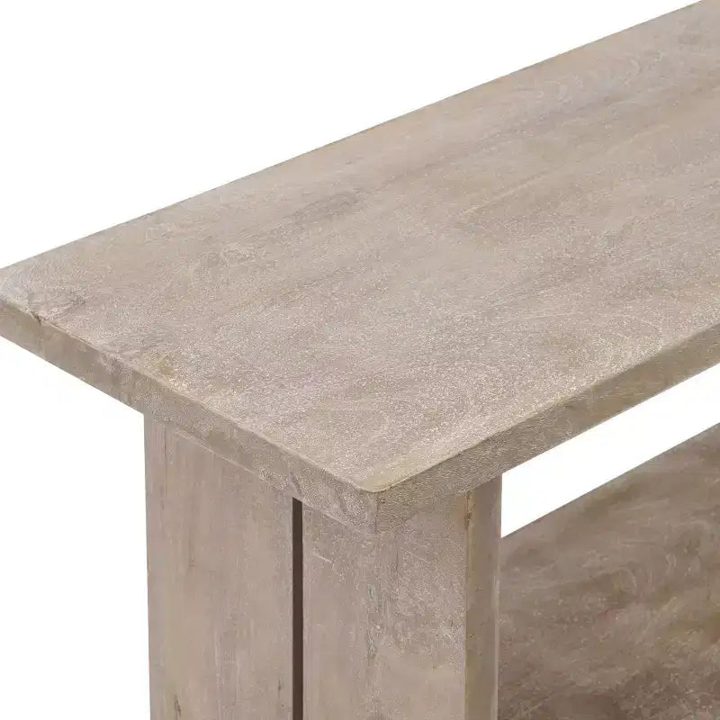 Banc et patère en manguier Castleton 40 po avec étagère Driftwood – Meubles Alaterre : Rangement pour entrée, 5 crochets en métal, sans traitement de surface
