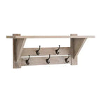 Banc et patère en manguier Castleton 40 po avec étagère Driftwood – Meubles Alaterre : Rangement pour entrée, 5 crochets en métal, sans traitement de surface