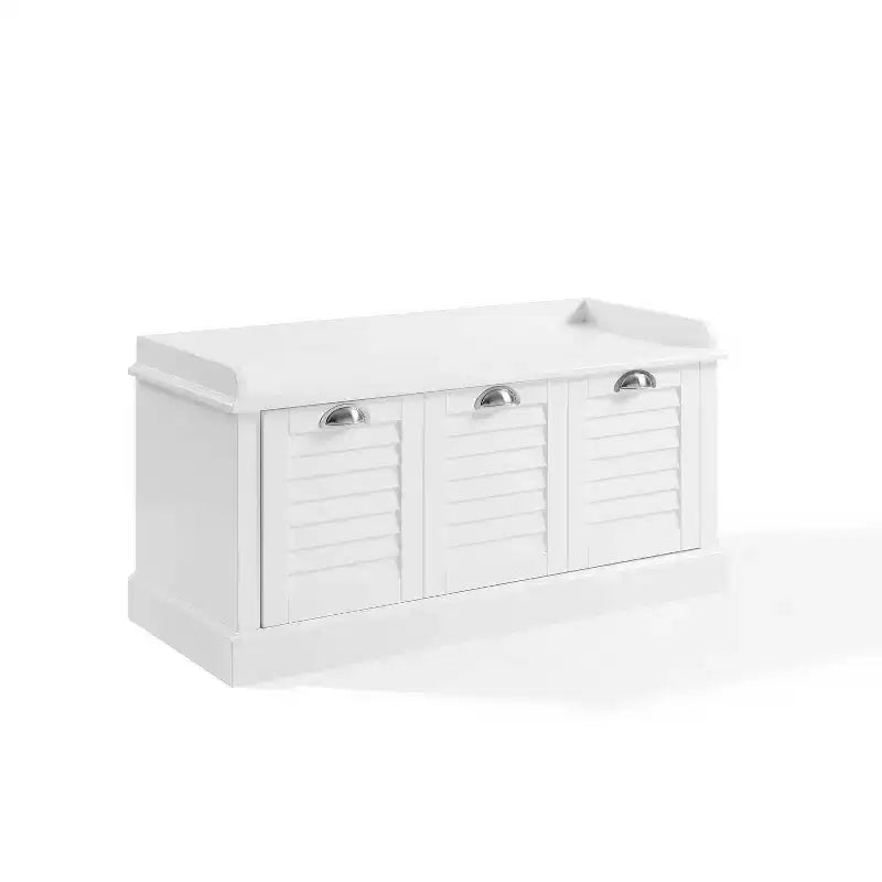 Banc de rangement d'entrée Ellison 91 cm Crosley blanc/gris : Rembourré avec compartiment à chaussures, Design étroit