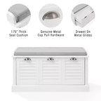 Banc de rangement d'entrée Ellison 91 cm Crosley blanc/gris : Rembourré avec compartiment à chaussures, Design étroit