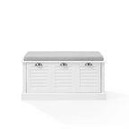 Banc de rangement d'entrée Ellison 91 cm Crosley blanc/gris : Rembourré avec compartiment à chaussures, Design étroit