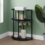 Breighton Home Designs2Go Table Console d'entrée demi-cercle classique en verre à 3 niveaux noir/noir