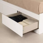 Lit complet et tête de lit Fusion Blanc Pur - South Shore : Rangement, pas besoin de sommier