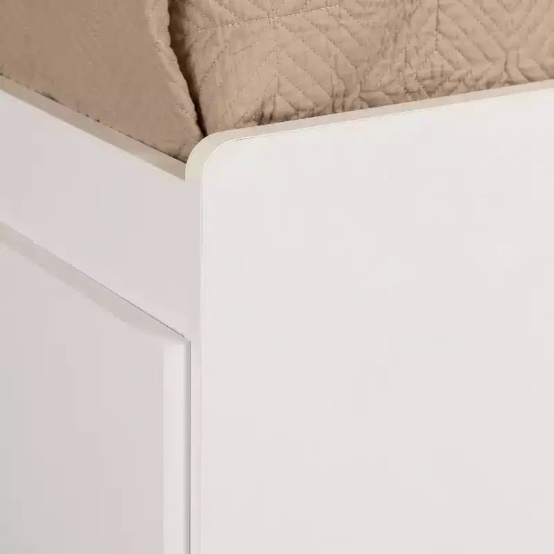 Lit complet et tête de lit Fusion Blanc Pur - South Shore : Rangement, pas besoin de sommier