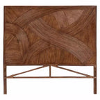 bali & pari Queen Elettra Rattan Standalone Headboard Dark Brown: No Assembly, MDF Frame, Spot Clean