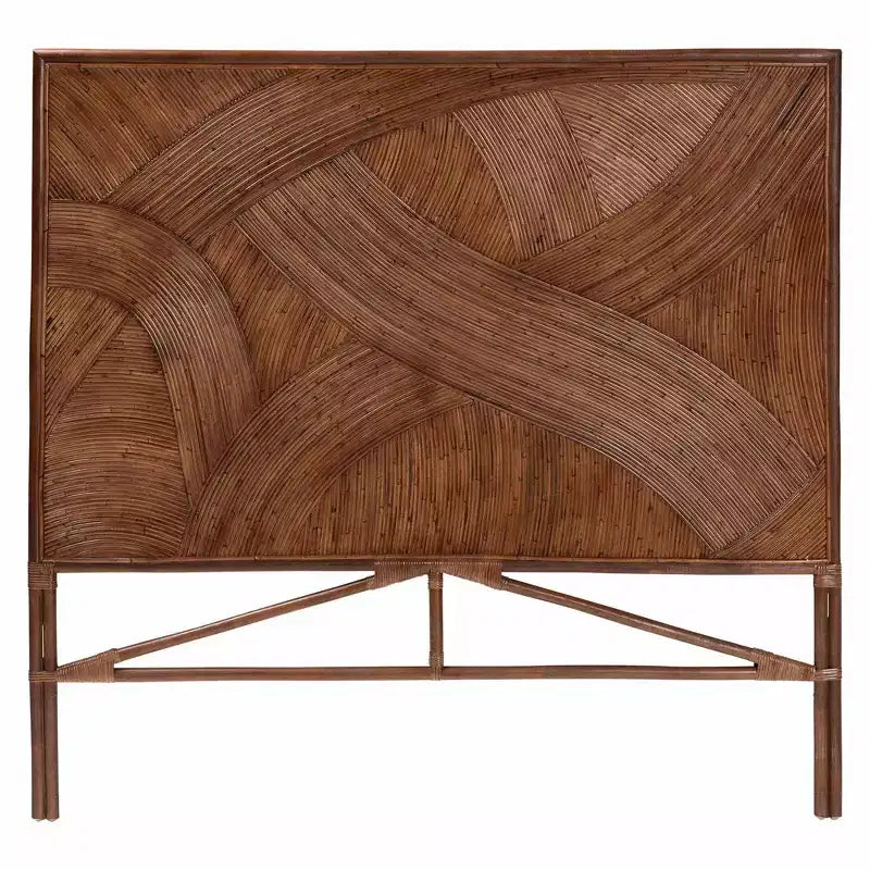 bali & pari Queen Elettra Rattan Standalone Headboard Dark Brown: No Assembly, MDF Frame, Spot Clean