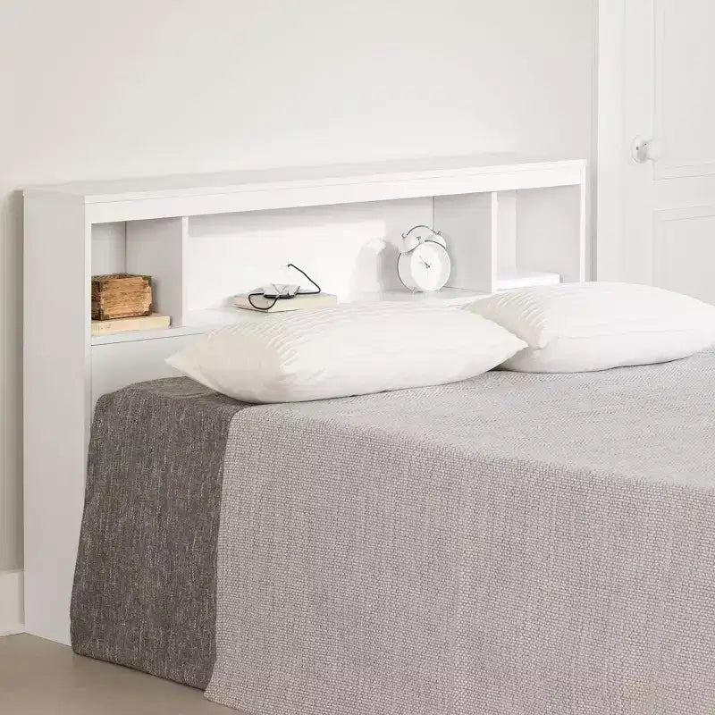 Tête de lit bibliothèque Full Fusion South Shore Blanc PurSkyline Furniture : Panneau de particules stratifié, Garantie de 5 ans