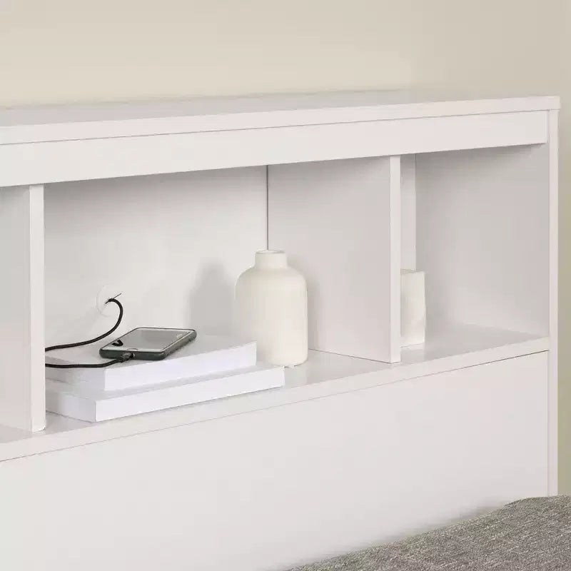 Tête de lit bibliothèque Full Fusion South Shore Blanc PurSkyline Furniture : Panneau de particules stratifié, Garantie de 5 ans
