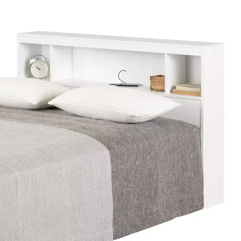 Tête de lit bibliothèque Full Fusion South Shore Blanc PurSkyline Furniture : Panneau de particules stratifié, Garantie de 5 ans