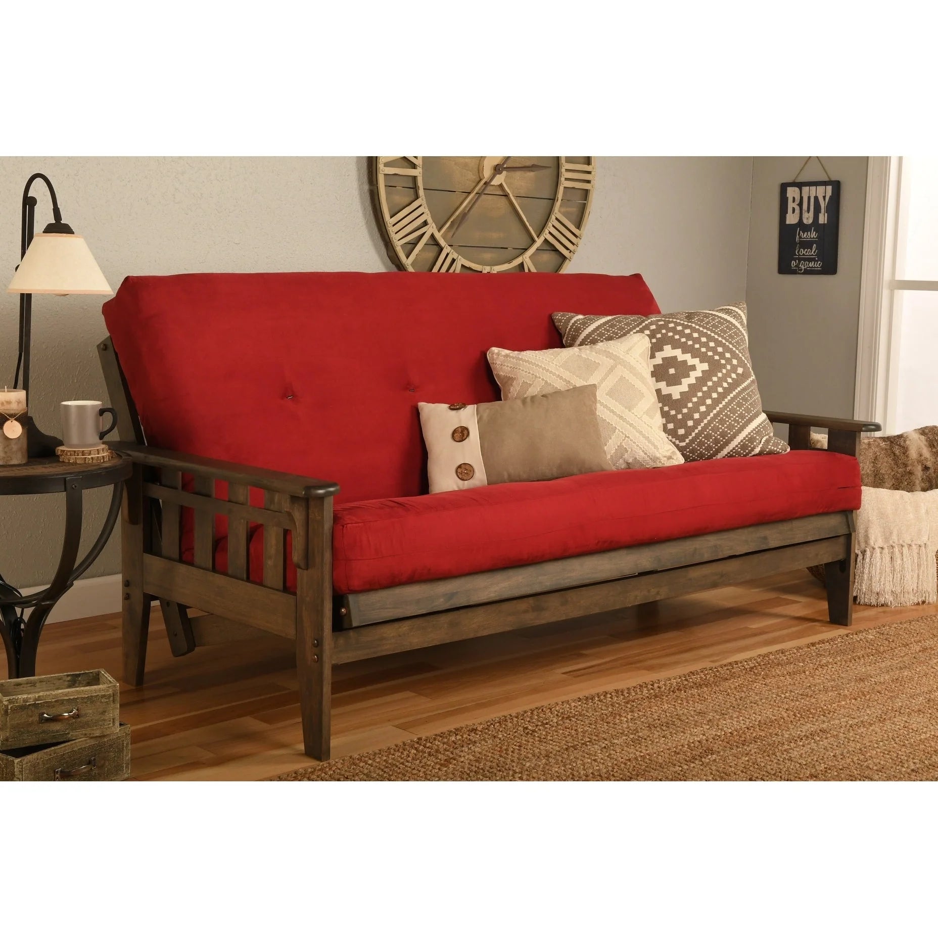 Ensemble de futon Somette Tucson pleine grandeur en noyer rustique avec matelas